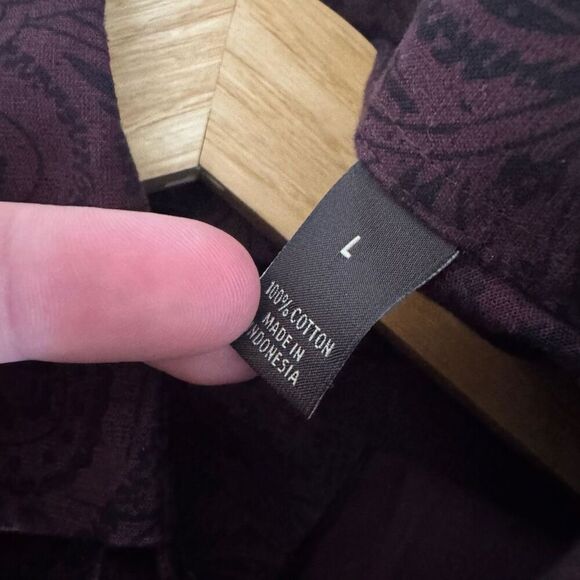 Tasso Elba Men’s Button Up Long Sleeve Shirt Red Paisley Graphic Size Large - Picture 6 of 9